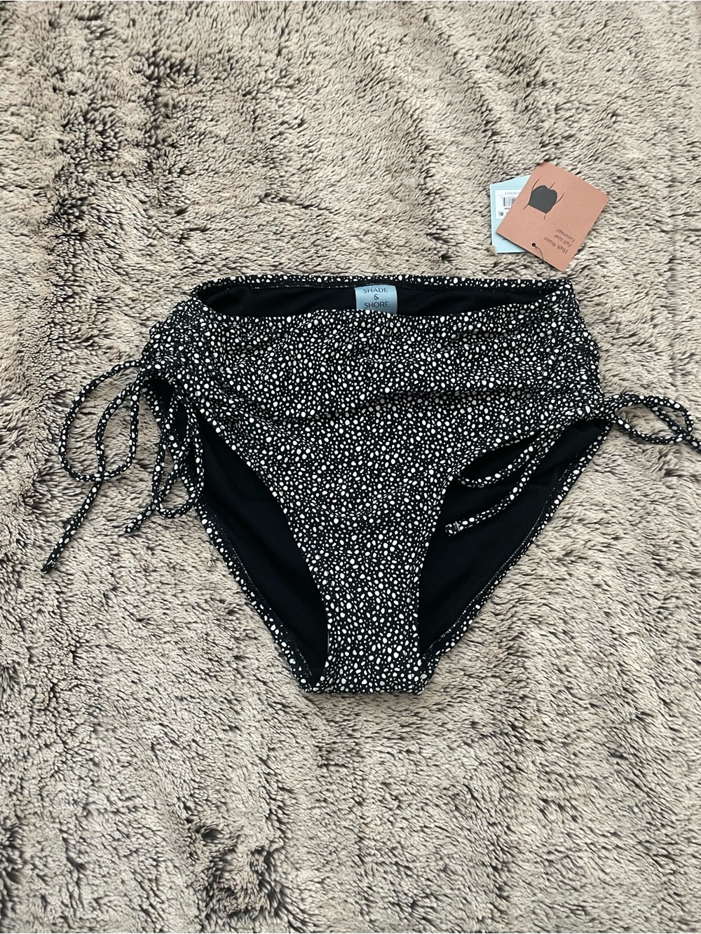 Shade & Shore Black and White High-Waist Swim Bottoms